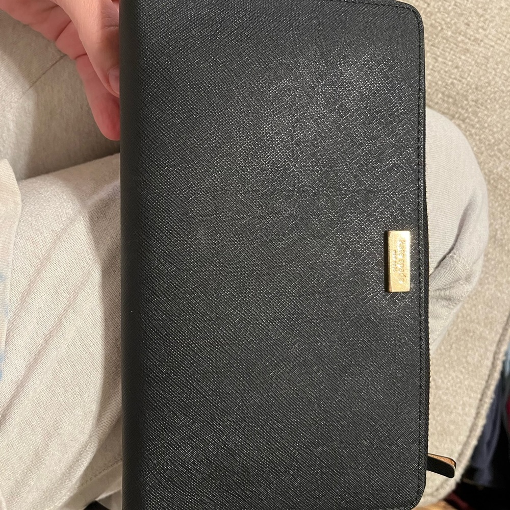 Large Kate Spade black zip wallet